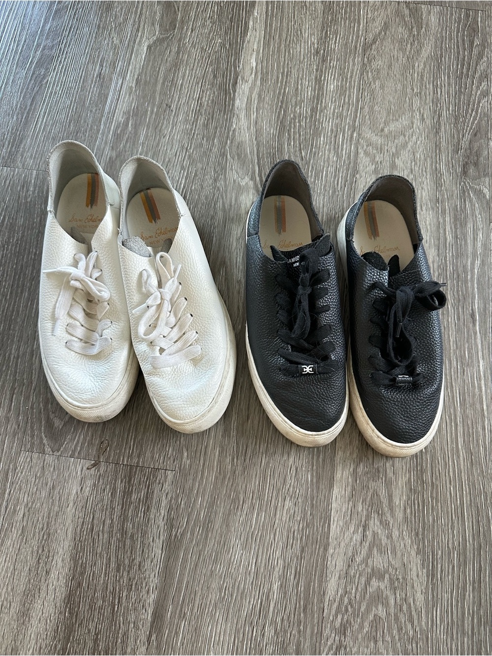 Sam Edelman Casual Leather Sneakers - White and Black Size 7.5